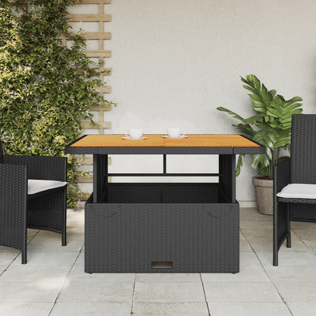 Vidaxl tuintafel 110x110x71 cm poly rattan en massief acaciahout zwart