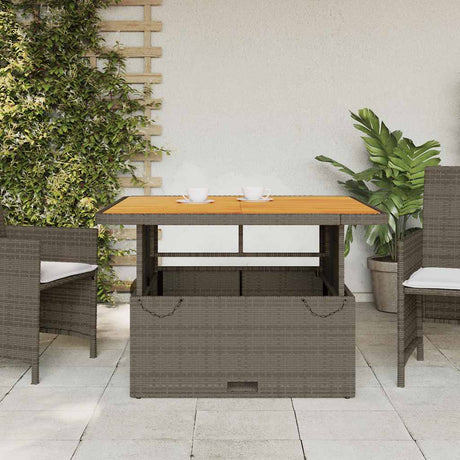 Vidaxl tuintafel 110x110x71 cm poly rattan en acaciahout grijs