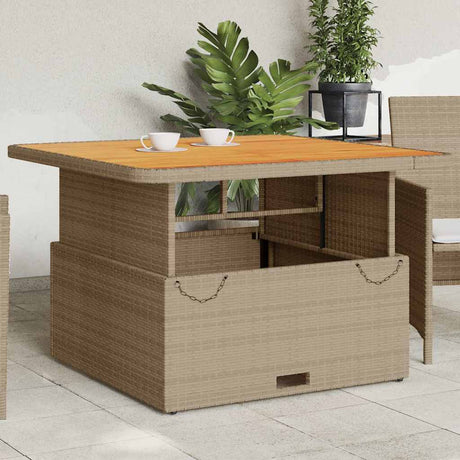 Vidaxl tuintafel 110x110x71 cm poly rattan en acaciahout beige