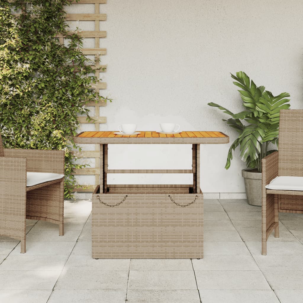 Vidaxl tuintafel 90x55x71 cm poly rattan en acaciahout beige