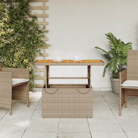 Vidaxl tuintafel 90x55x71 cm poly rattan en acaciahout beige