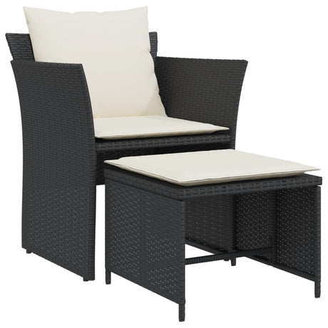 Vidaxl tuinstoel met voetenbank poly rattan zwart