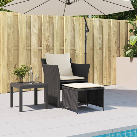 Vidaxl tuinstoel met voetenbank poly rattan zwart