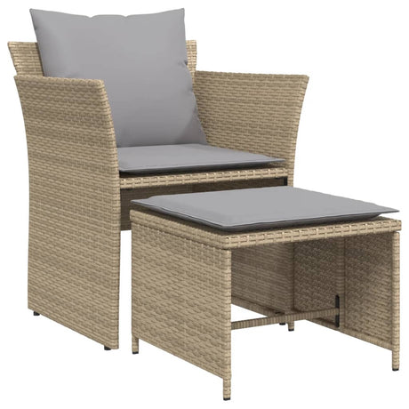 Vidaxl tuinstoel met voetenbank poly rattan beige