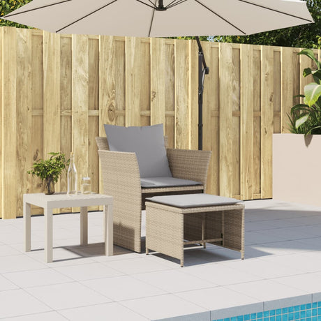 Vidaxl tuinstoel met voetenbank poly rattan beige