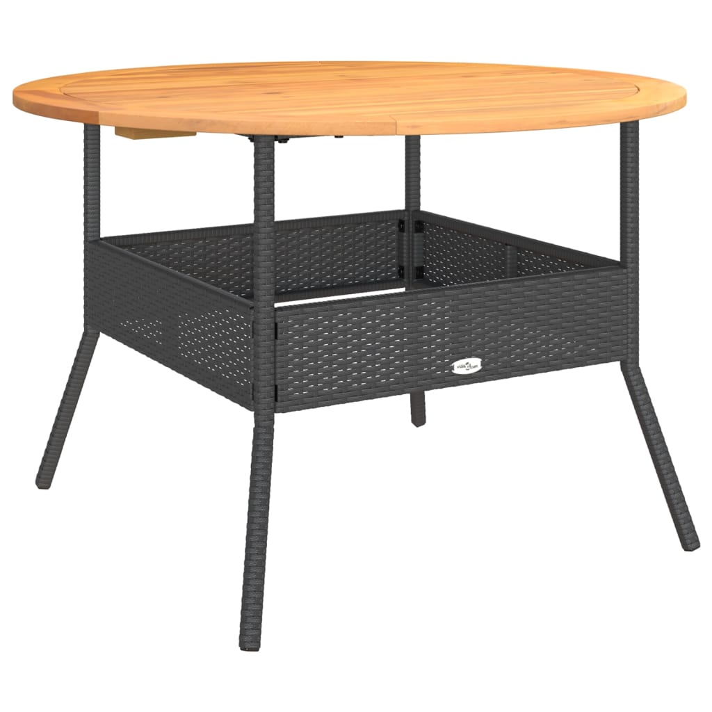 Vidaxl tuintafel met acaciahouten blad ø110x71 cm poly rattan zwart