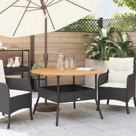 Vidaxl tuintafel met acaciahouten blad ø110x71 cm poly rattan zwart