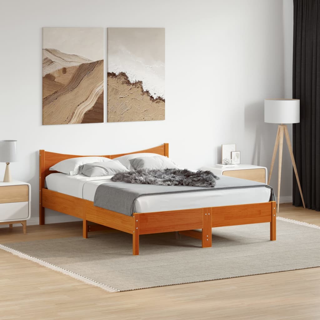 Vidaxl bedframe zonder matras massief grenenhout wasbruin 120x190 cm