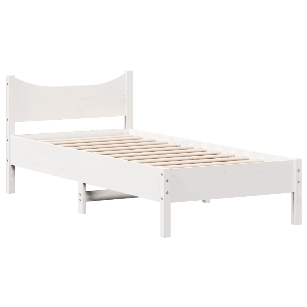 Vidaxl bedframe zonder matras massief grenenhout wit 75x190 cm