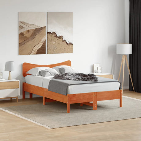 Vidaxl hoofdbord 135 cm massief grenenhout wasbruin