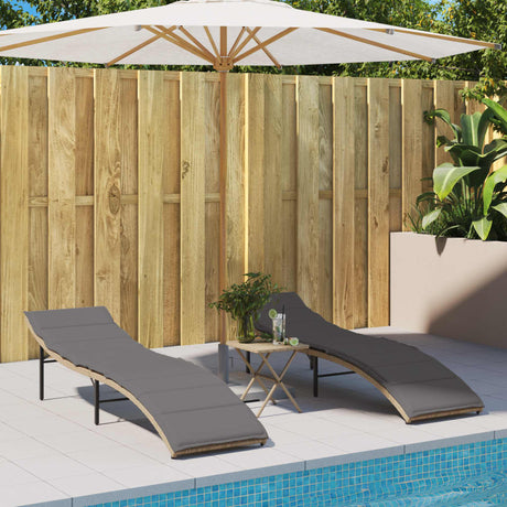 Vidaxl ligbed met kussen 55x199x50 cm poly rattan beige