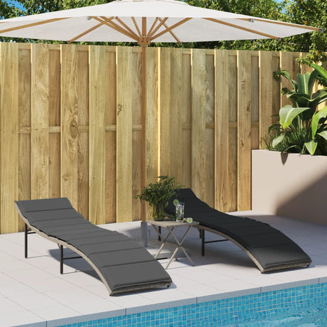 Vidaxl ligbed met kussen 55x199x50 cm poly rattan lichtgrijs