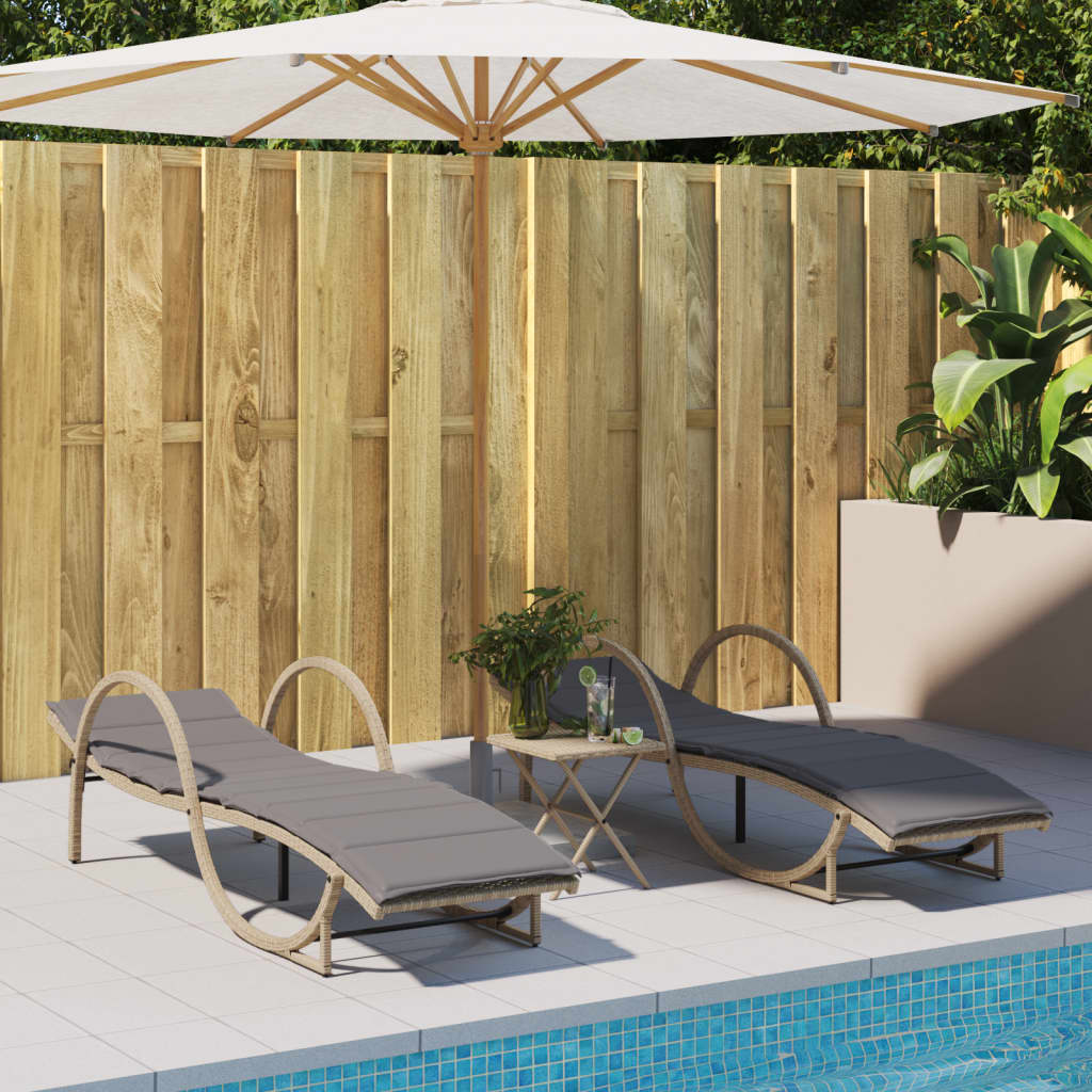 Vidaxl ligbed met kussen 60x199x42 cm poly rattan beige