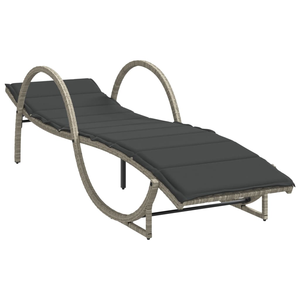 Vidaxl ligbed met kussen 60x199x42 cm poly rattan lichtgrijs