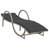 Vidaxl ligbed met kussen 60x199x42 cm poly rattan lichtgrijs