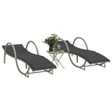 Vidaxl ligbedden 2 st met tafel poly rattan lichtgrijs