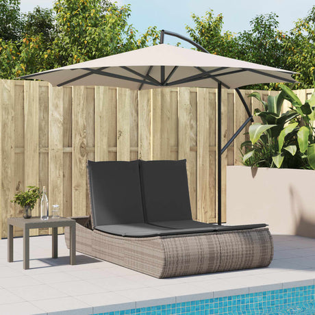 Vidaxl ligbed 2-persoons met kussens poly rattan grijs