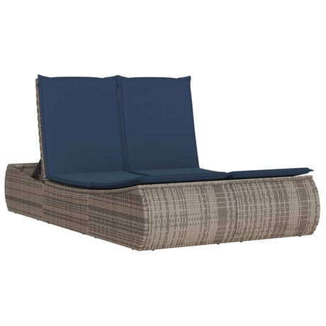 Vidaxl ligbed 2-persoons met kussens poly rattan grijs