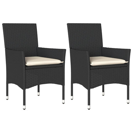 Vidaxl tuinstoelen 2 st met kussens poly rattan zwart