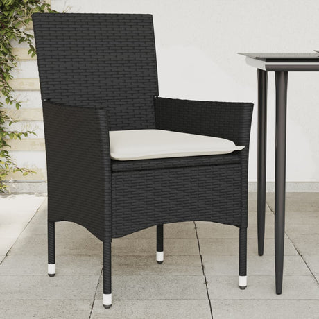 Vidaxl tuinstoelen 2 st met kussens poly rattan zwart