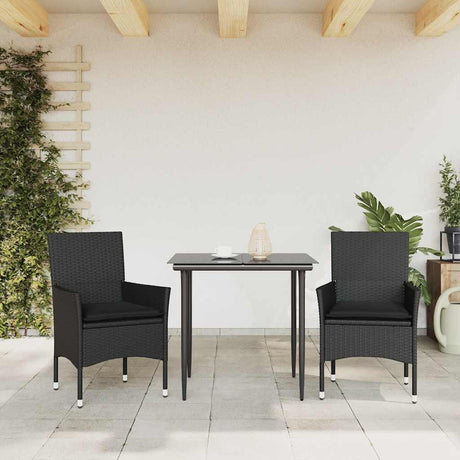 Vidaxl tuinstoelen 2 st met kussens poly rattan zwart