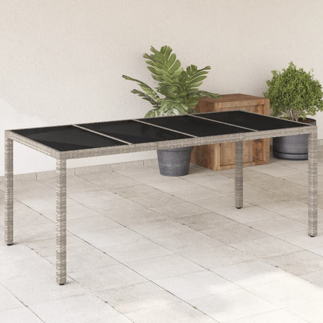 Vidaxl tuintafel met glazen blad 190x90x75 cm poly rattan lichtgrijs