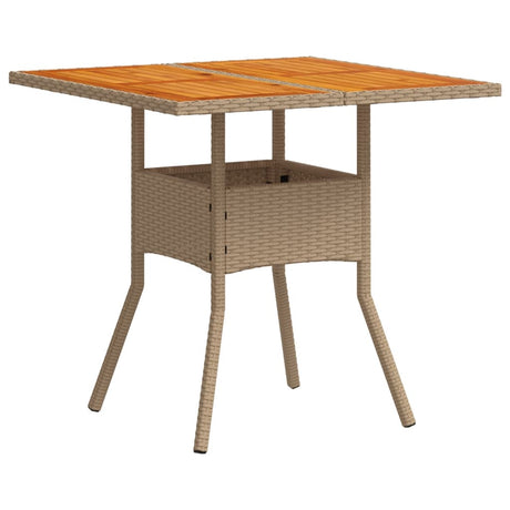 Vidaxl tuintafel 80x80x75 cm poly rattan en acaciahout beige