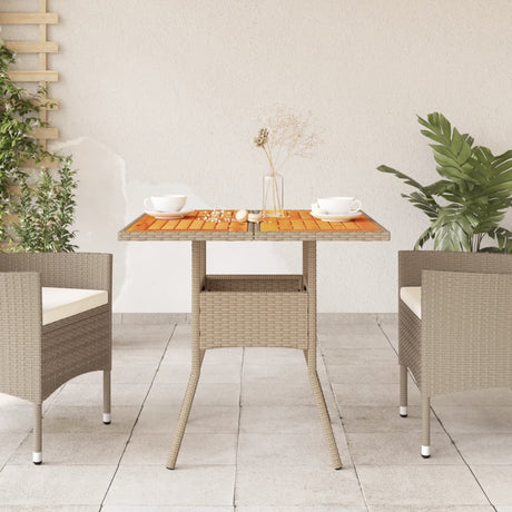 Vidaxl tuintafel 80x80x75 cm poly rattan en acaciahout beige
