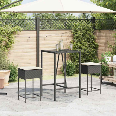 Vidaxl tuinbarkrukken met kussens 2 st poly rattan zwart