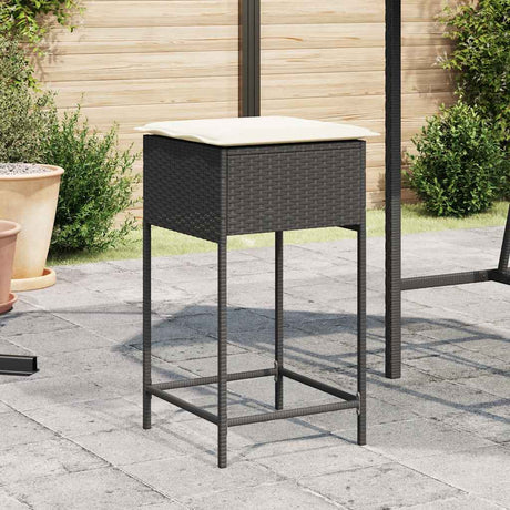 Vidaxl tuinbarkrukken met kussens 2 st poly rattan zwart