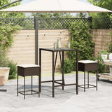 Vidaxl tuinbarkrukken 2 st met kussens poly rattan bruin
