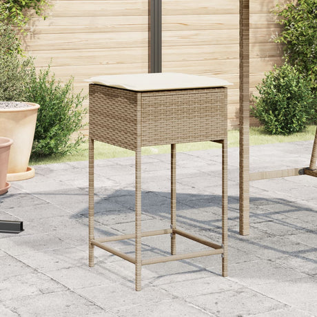 Vidaxl tuinbarkrukken 2 st met kussens poly rattan beige