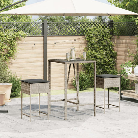 Vidaxl tuinbarkrukken met kussens 2 st poly rattan lichtgrijs