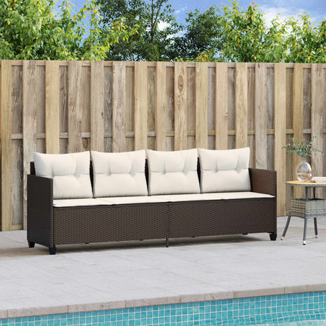 Vidaxl ligbed met kussens poly rattan bruin
