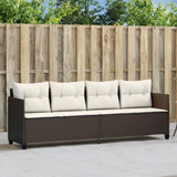 Vidaxl ligbed met kussens poly rattan bruin