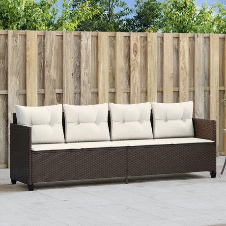 Vidaxl ligbed met kussens poly rattan bruin