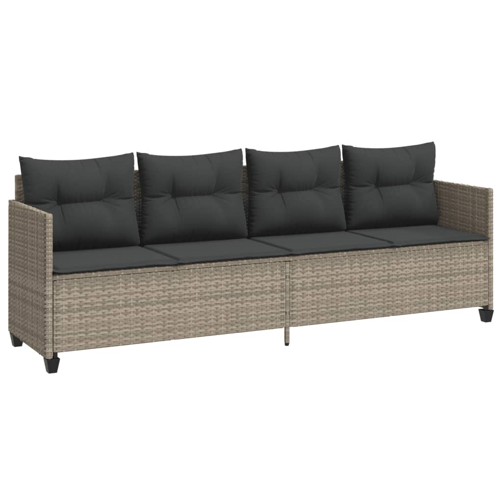 Vidaxl ligbed met kussen poly rattan lichtgrijs