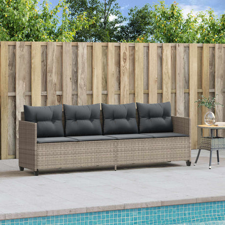 Vidaxl ligbed met kussen poly rattan lichtgrijs
