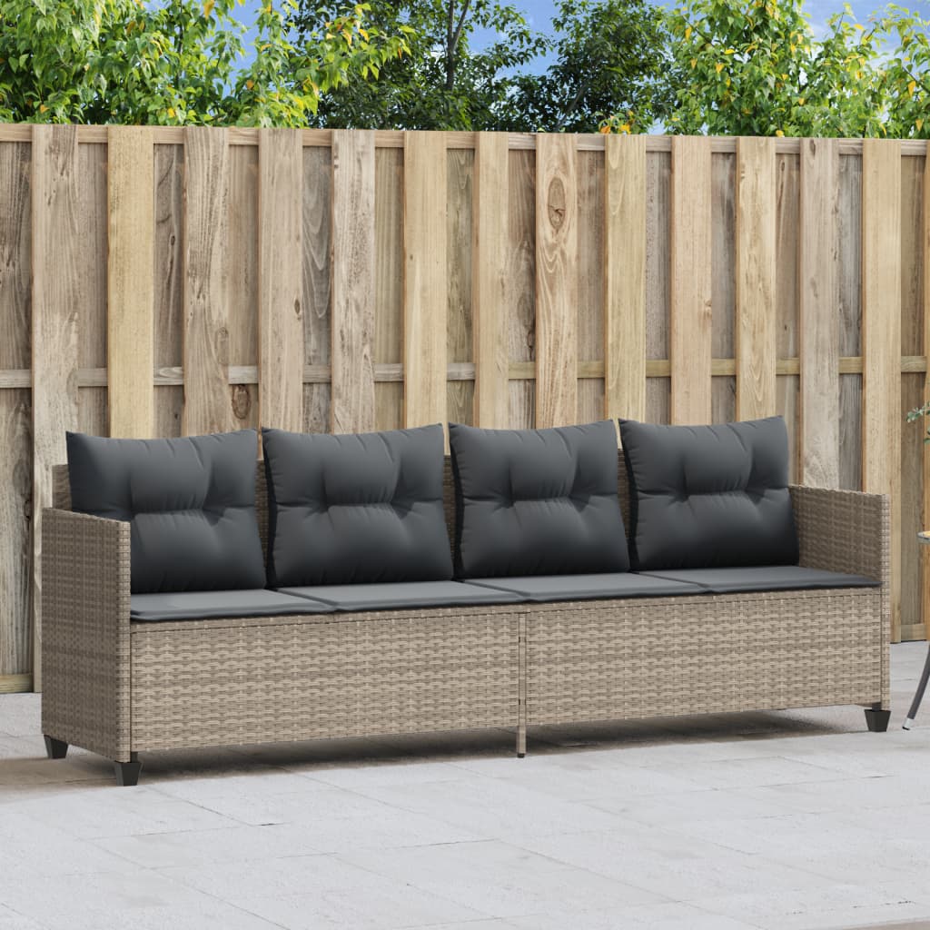 Vidaxl ligbed met kussen poly rattan lichtgrijs