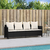 Vidaxl ligbed met kussens poly rattan zwart
