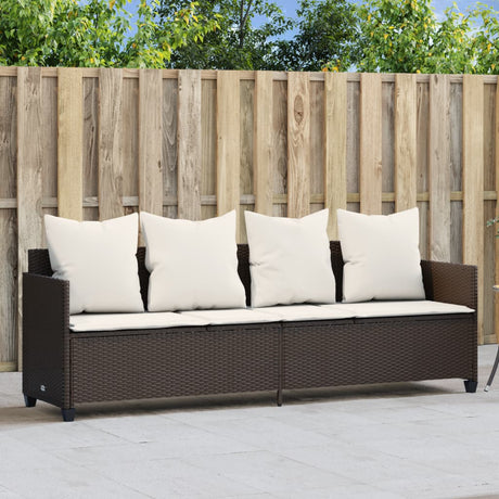 Vidaxl ligbed met kussens poly rattan bruin