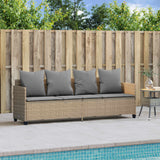 Vidaxl ligbed met kussens poly rattan beige