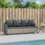 Vidaxl ligbed met kussen poly rattan lichtgrijs