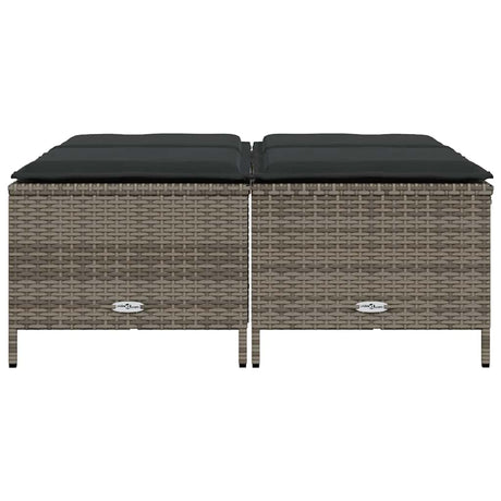 Vidaxl tuinkrukken met kussens 4 st poly rattan grijs