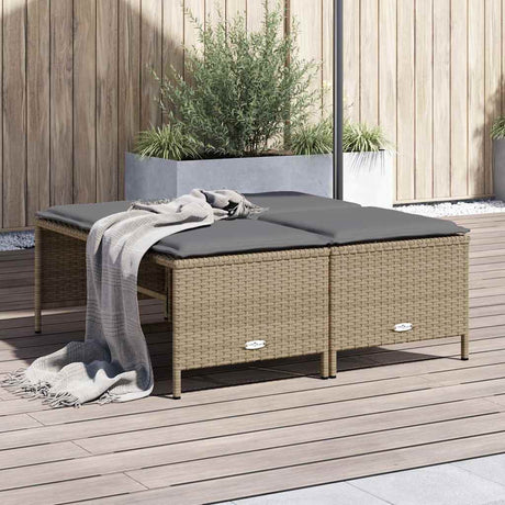 Vidaxl tuinkrukken met kussens 4 st poly rattan beige