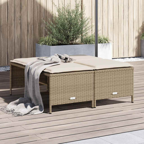 Vidaxl tuinkrukken met kussens 4 st poly rattan beige