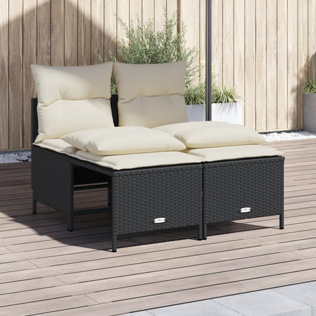 Vidaxl 4-delige loungeset met kussens poly rattan zwart