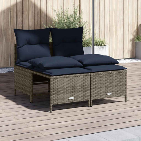 Vidaxl 4-delige tuinbankset met kussens, grijs polyrotan