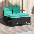 Vidaxl 4-delige tuinbankset met kussens, zwart polyrotan