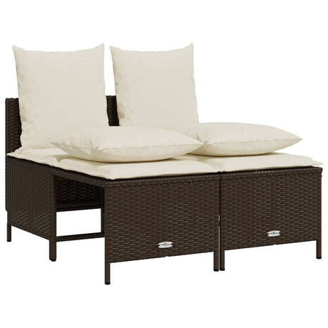 Vidaxl 4-delige loungeset met kussens poly rattan bruin